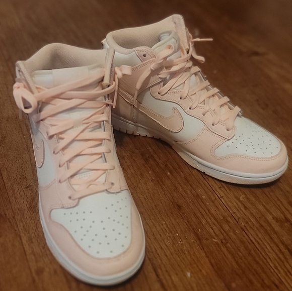 Nike Shoes - Nike Dunk High "Crimson Tint" Women's High-Top Sneakers - Light Pink and White